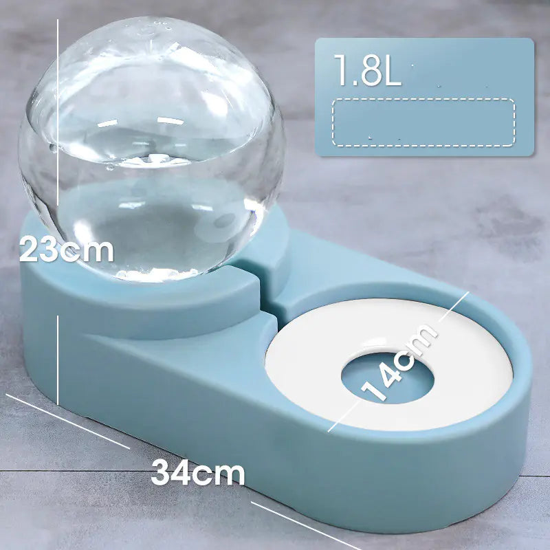 Automatic Pet Dog Cat Feeder with Fountain 1.8L Bowl