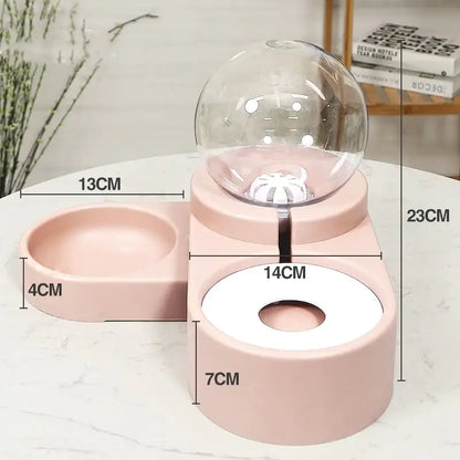 Automatic Pet Dog Cat Feeder with Fountain 1.8L Bowl